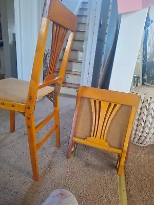 VINTAGE LEG O MATIC FOLDING CHAIR Pair 34” (2)Chairs In Set • $75