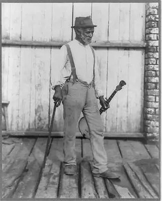 Travelling MinstrelOld African American Man With Walking Stick And Banjoc1905 • $9.99