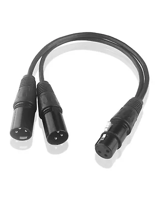 BRIEFCEC XLR Splitter Cable Microphone Y Cable Female To Dual XLR Male 3 Pin • £6.95