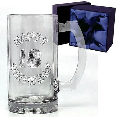 18th Birthday Gift Celebration Top Quality Glass Tankard In Satin Lined Gift Box • £13.99