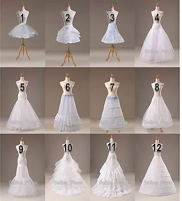 12 Styles White A Line/Hoop/Hoopless/Short Crinoline Petticoat/Slips/Underskirt • $10.99