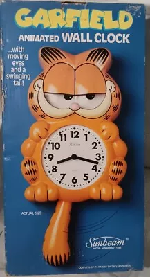 Vintage 1978 Garfield Sunbeam Wall Clock With Pendulum Tail Moving Eyes  • $389.99