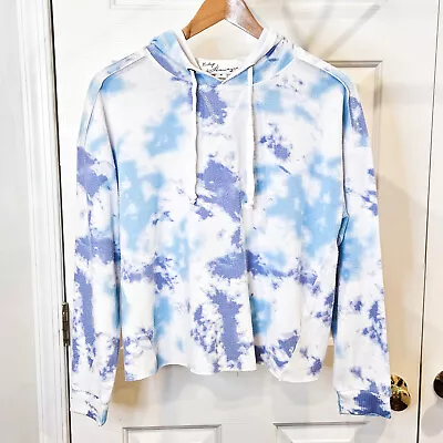 Vintage Havana Blue Lavender Splatter Cropped Sweatshirt Hoodie Women's Size M • $15