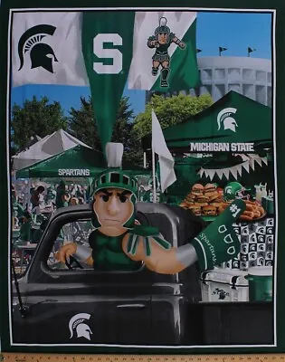 35.5  X 42  Panel Michigan State University MSU Football Cotton Fabric MIST-1157 • $12.78