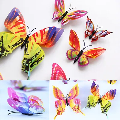 $8.30 • Buy 24PCS 3D Butterfly Magnets Wall Decals Removable Sticker Nursery Room Home Decor
