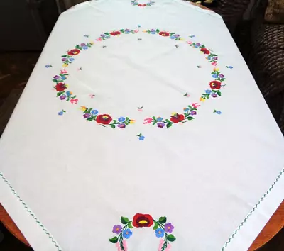 Hungarian Embroidered Tablecloth Kalocsa Matyo Embroidery • $120