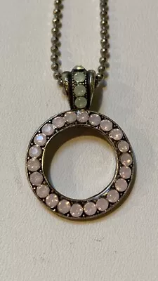 Mariana Open Circle Cluster Pendant Necklace Opal Crystal Silver Tone Once Upon • $25