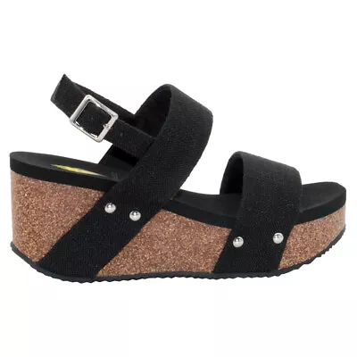 Volatile Summerlove Wedge  Womens Black Casual Sandals PV119-018 • $59.99