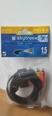 £2.99 • Buy Skytronic 1.5M Scart To 3x Phono RCA AV Cable IN OUT Switchable Triple Lead -NOS