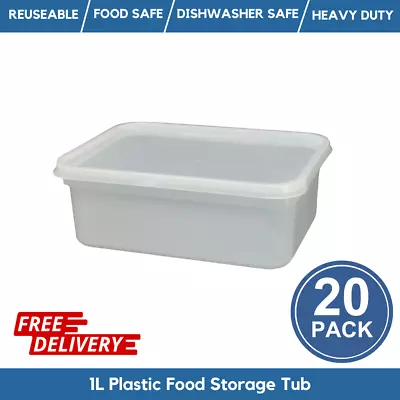 1 Litre Rectangular Food Storage Container / 1L Ice Cream Tub Containers & Lids • £17.99