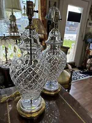 Pair Of Beautiful Waterford Crystal And Brass Table Lamps  • $1485
