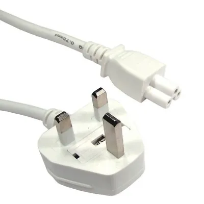 £4.49 • Buy Power Cable Lead Laptop - 3 Pins - Clover Figured Mains Power Cable Uk 