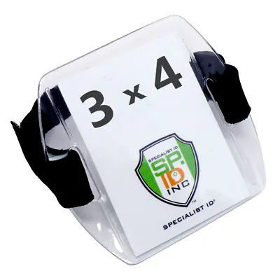 Large Armband Badge Holder 3x4 -  Adjustable Clear Vertical ID Card Arm Band • $7.99