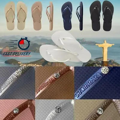 Original For HAVAIANAS Slim Crystal Flip Flops Women Summer 2023 • £22.99