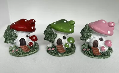3 Mini Mushroon Toadstools Fairy Garden Ornament Woodland Fairy Door Decoration • £7.64