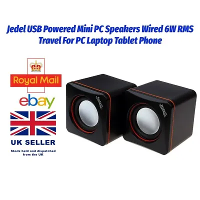 Jedel USB Powered Mini PC Speakers Wired 6W Travel Fo PC Laptop Tablet Phone CK4 • £6.49