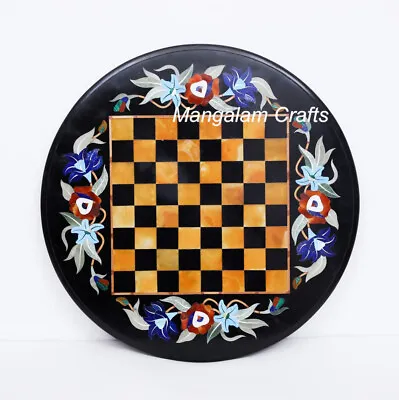 18  Marble Chess Game Table Top Semi Precious Stones Floral Work For Home Decor • £354.90