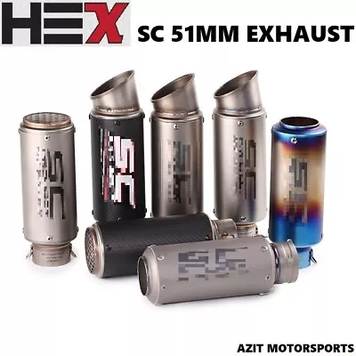 HEX RACING 51mm Motorcycle Exhaust Muffler Universal Silencer • $89.95