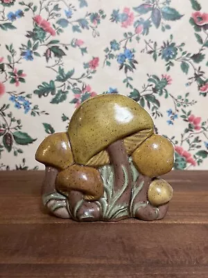 Vintage Mushroom Napkin Holder Kitchen Decor Retro Piece Handmade 1970s • $20