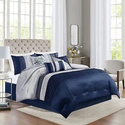 Madison Park MP10-2207 Amherst Faux Silk Comforter Set - Casual Contemporary • $72