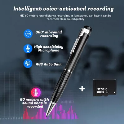 32gb Mini Spy Digital Voice Activated Recorder Hidden Audio Recording Pen Device • $14.98