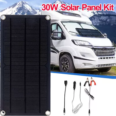 30W Solar Panel 12V Trickle Battery Charger For Outdoor Caravan Car Van Boat Kit • £14.90