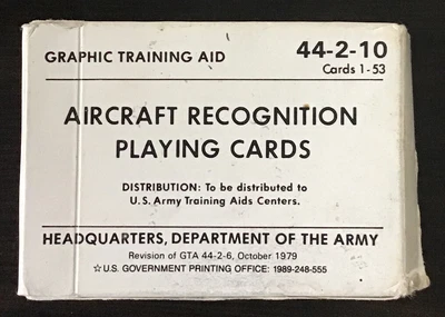 $4 • Buy Vintage 1979 US Army Aircraft Recognition Playing Cards Deck 44-2-10