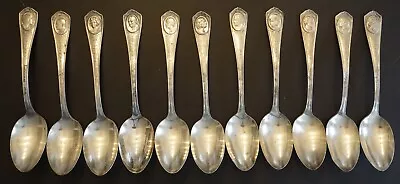 11 Teaspoon Par Plate 6  VTG Spoon Set Silent Movie Star Actors Oneida Community • $75