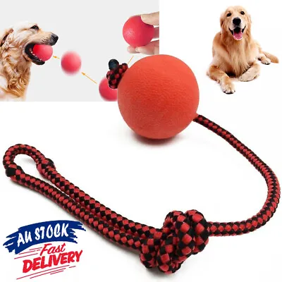 $9.99 • Buy Dog Ball Pet Chew Toys Puppy Balls Rope Tug Indestructible
