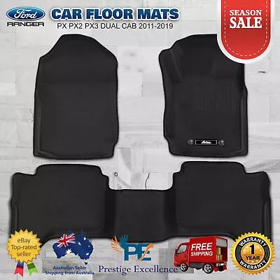 Weisshorn Ford Ranger Car Floor Mats PX PX2 PX3 Dual Cab 2011-2019 3D Rubber NEW • $86.12