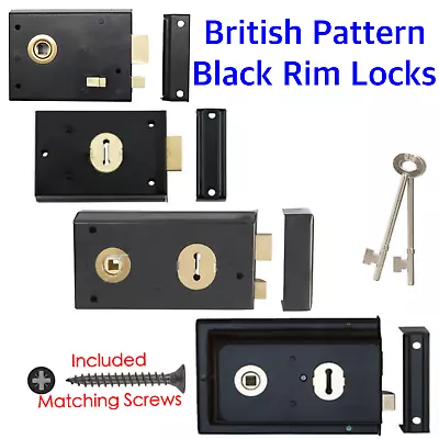 Black Rim Lock Sash Dead Fluted Flanged Double Handed Door Latch Cottage Shed+2k • £11.60