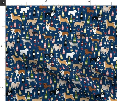 $37 • Buy Dogs Wine Red White Rose Champagne Martini Spoonflower Fabric By The Yard