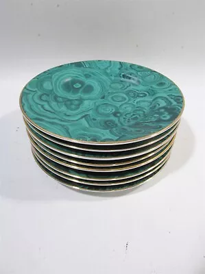 Vtg Neiman Marcus Japan Malachite 8 Canape Side Bread Plates • $159.99