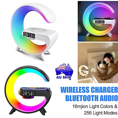 Wireless LED Lamp Smart G Bluetooth Speaker Charger RGB Alarm Clock Night Light • $17.99