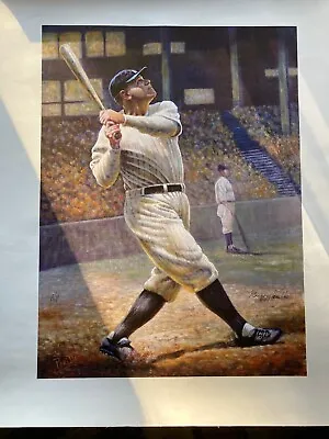 Babe Ruth Signed Gielee On Canvas By Listed Artist Gregory Perillo 1 Of 25 • $75