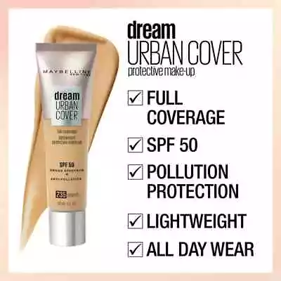 Maybelline Dream Urban Cover Flawless Coverage Foundation Makeup SPF 50 Choose • $8.80