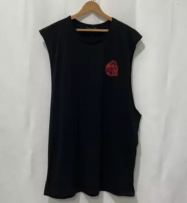 Friend Or Faux Black Sleeveless T-Shirt Vest With Back Print • £15