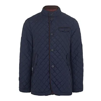 Mens Merc London Padded Quilted Jacket Seville Dark Blue Size S • £69.99