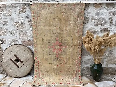 Hand-Knotted Vintage Carpet 5x8 Beige Wool Traditional Area Rug Muted Anatolian • $299.40
