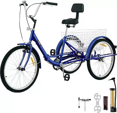 Tricycle Adult 24'' Wheels Adult Tricycle 1-Speed 3 Wheel Bikes White For Adults • $259.19