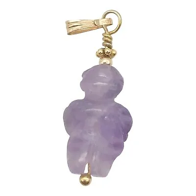 Amethyst Goddess Of Willendorf Pendant Necklace|Semi Precious Stone Jewelry • $31.99