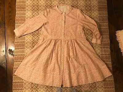 Cabbages & Roses Dainty Pink Sprig Seersucker Button Front Cotton Dress 16 • $118.12
