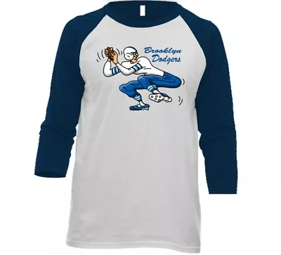 Brooklyn Dodgers Shirt Raglan 3/4 Sleeve Franchise AAFC Football Team Logo • $34.95