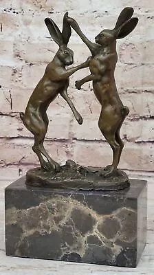 Bronze Sculpture Hand Made Statue Animal Figure ArtworkBunny Rabbit Hare Gift • $174.65