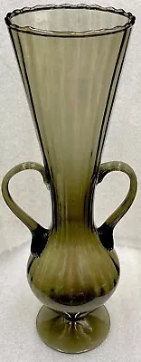 RARE Antique ITALY Cappellin Venini & C. Smoked Gray Double Handled Vase 12 7/8 • $132