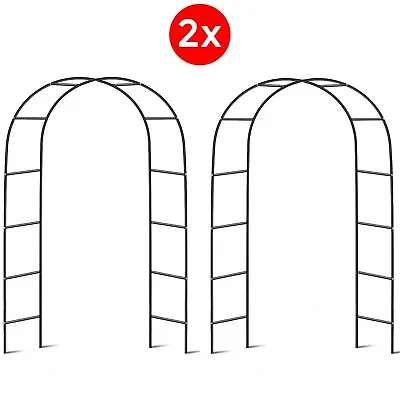 2X 2.4 M Garden Arch Trellis Metal Tubular Frame Climbing Plant Archway Arbour • £16.45