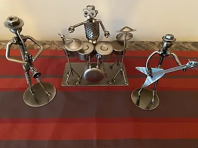 Metal Figurines Musicians Set Of 3. (7”-9” Tall) • $48.99