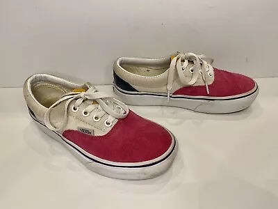 Vans New Era Platform Shoes Pink Multi Color Suede White Mens Size 4 Youth Kids • £14.41