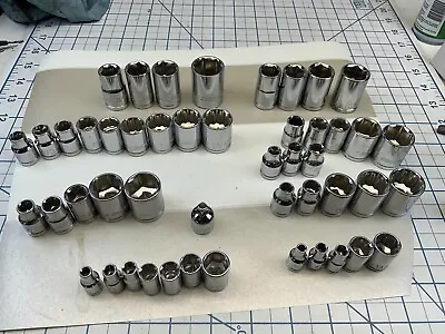 Channellock 40+pcs Socket Lot 1/2-3/8-1/4 Drive - Taiwan • $15.75