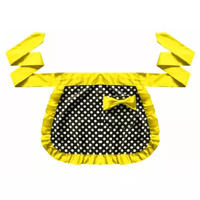 Women Lady Polka Dots Waist Half Apron Maid Workwear Ruffle Bow Pocket Uniform  • $19.79